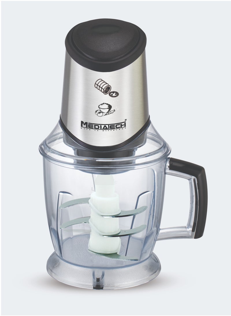 Mediatech - Chopper, 700 Watt, 1.5 Liters Capacity Bowl , 6 Durable Stainless Steel Blades, Powerful Motor for Chopping, Pureeing & Mincing,Break-Proof Flask, MT-CR40 - Image 1