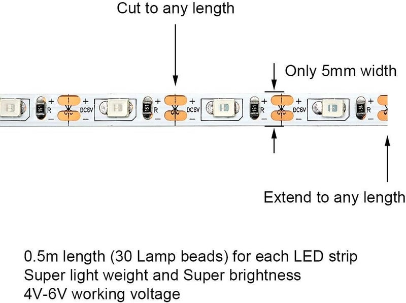 elechawk LED Light Strip for RC Fixed Wing Airplane Flying Wing Plane AR Wing Drone Model Car Truck (Red) - Image 4