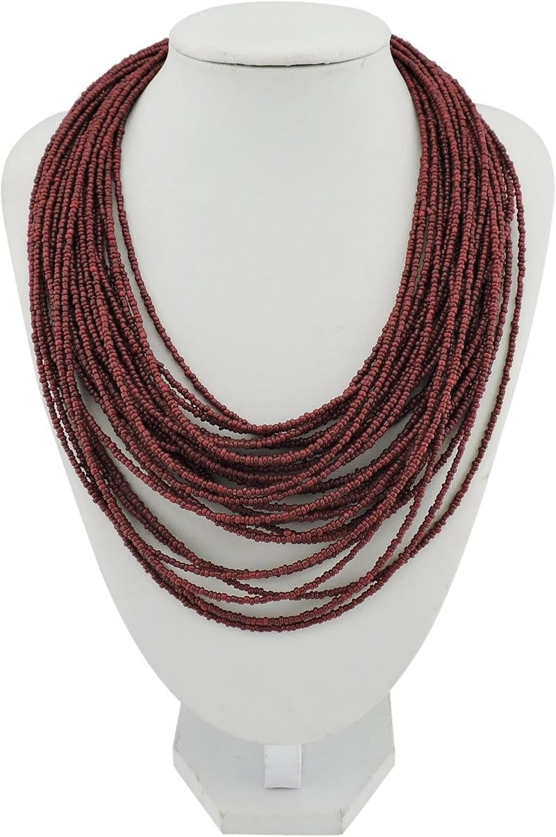 Bocar Multi Layer Chunky Bib Statement Seed Beads Cluster Collar Necklace for Women Gift (NK-10351) - Image 2