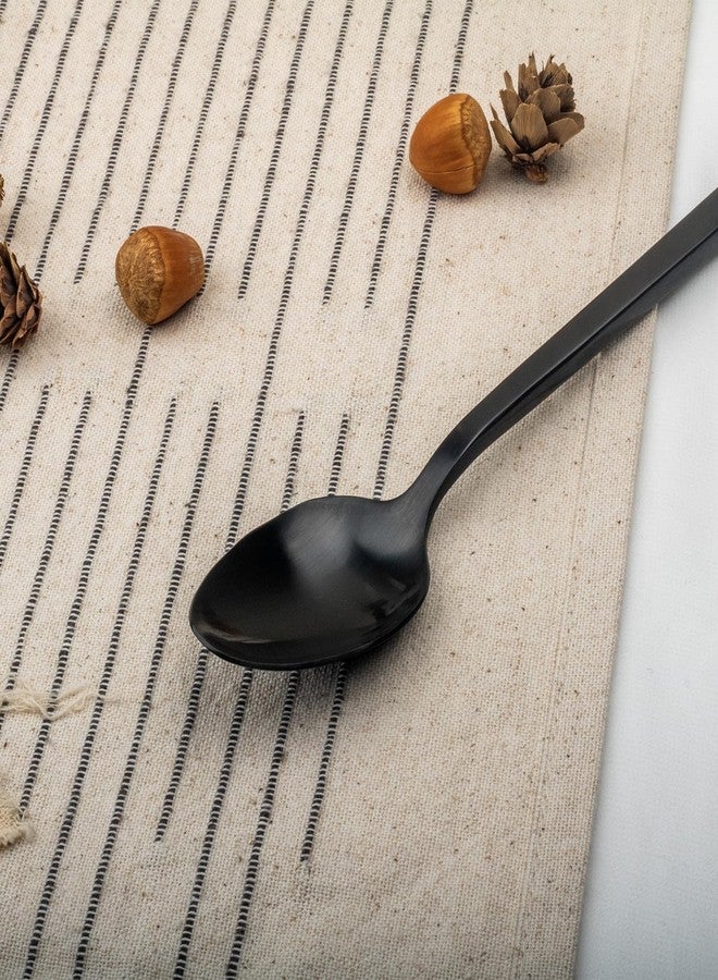 Alata Cube Black 12-Piece Forged Teaspoons Stainless Steel, Matte Satin Polished Cutlery Set, Dishwasher Safe - Image 4