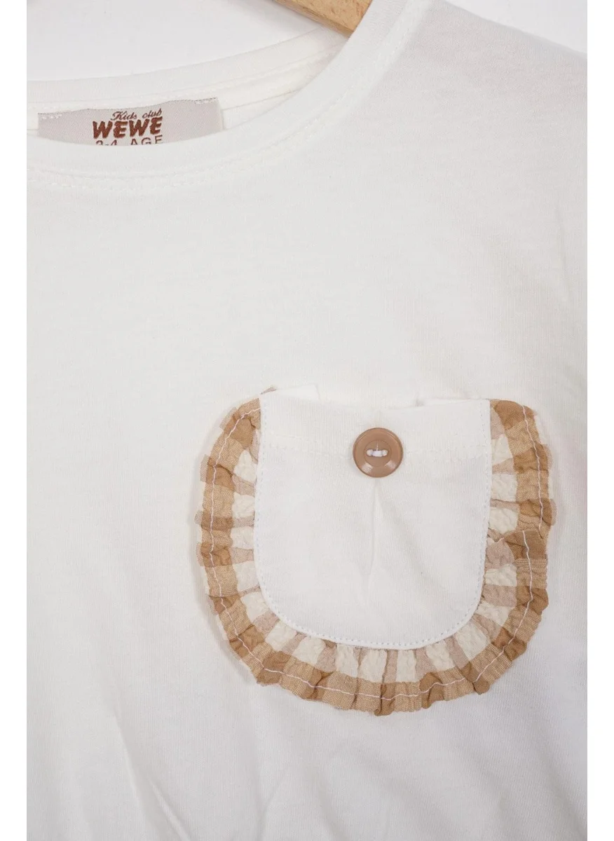 Zepkids Ruffle Detailed Ecru Brown Color Girl Shorts Set