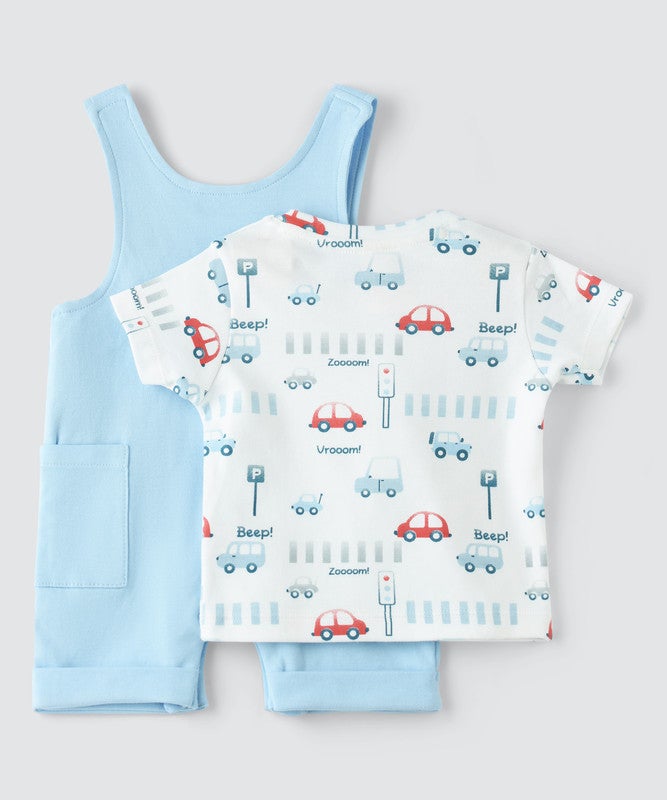 Tiny Hug NEWBORN BOY'S 2 PCS SET SHORT SLEEVE,DUNGAREE . - Image 2