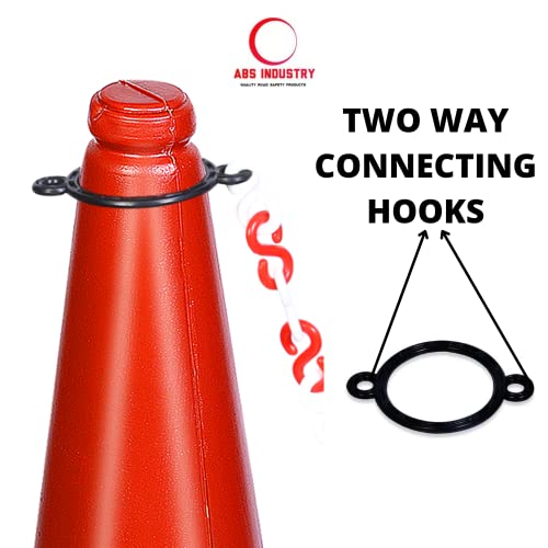 ABS INDUSTRY Safety Cones 4 Cones with 4 Meters S Hook Safety Chain and 4 Hooks Multipurpose PVC Plastic Traffic Safety Cone with Black Rubber Weighted Base and Highly Visible Reflective Collar - Image 4