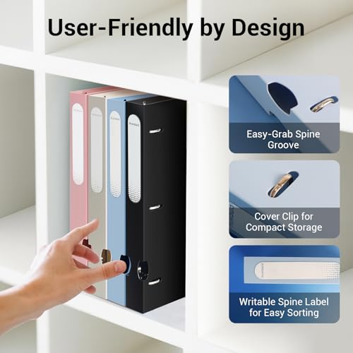 MUKAWA 1 Inch 3 Ring Binder, D-Ring Binder Holds 250 Sheets, PP Cover with Writable Spine Label, Lay-Flat Design, Letter Size 8.5x11, Lightweight for School, Office & Home Organization, 1 Pack, Blue - Image 4