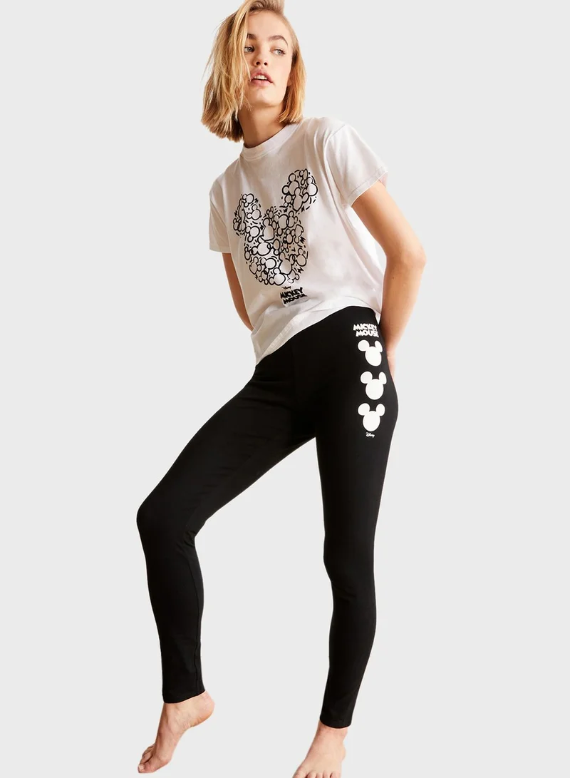 UNDIZ Mickey Mouse Printed Leggings