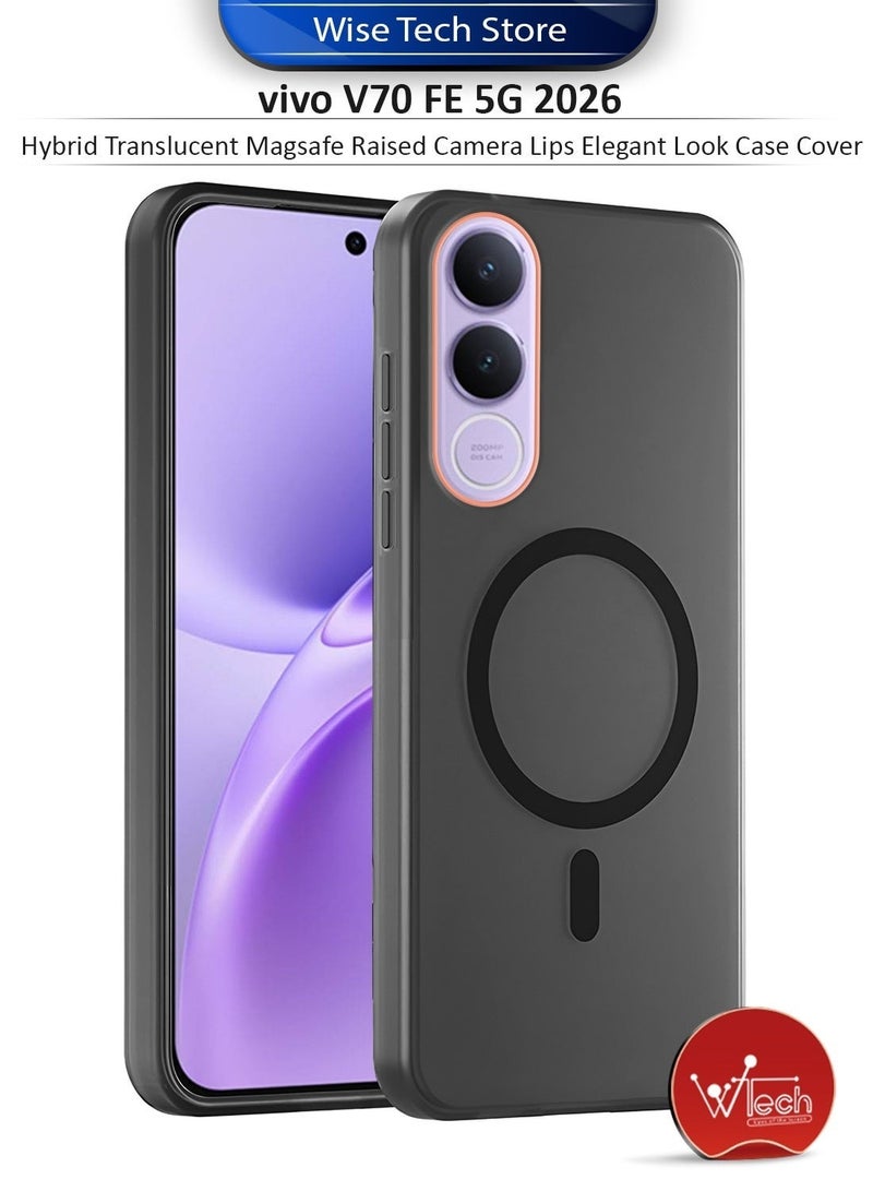 Wtech حافظة أنيقة مع شفافية هجينة Magsafe مع شحن مغناطيسي وحواف كاميرا مرتفعة لجهاز vivo V70 FE 5G 2026 (MCMPMN) - أسود & واقي شاشة زجاجي مقسى كامل الغراء من سلسلة E2E المتميزة لجهاز vivo V70 FE 5G 2026 (MSGECN) - شفاف/أسود - Image 2