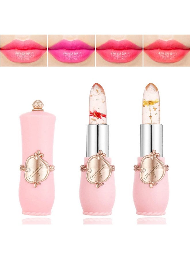 Fusang 2 Pack Crystal Flower Jelly Lipstick,PH Magic Temperature Color Change Lipstick Lip Gloss,Lip Stick,Long Lasting Nutritious Moisturizing Color Change Changing Tinted Lip Balm Lipstick Set (3+4) - Image 1