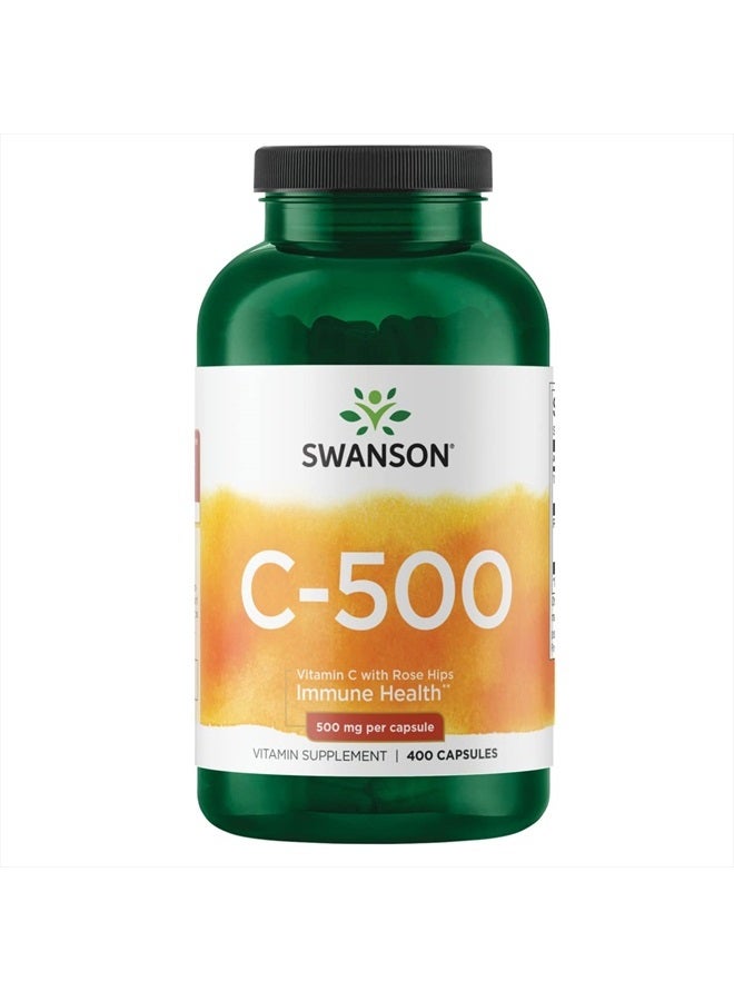 SWANSON Vitamin C with Rose Hips 500 Milligrams 400 Capsules - Image 1