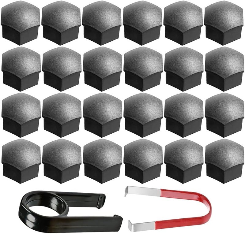 Gebildet 24pcs Wheel Nut Cap 17mm Wheel Bolt Nut Caps Covers, Hexagonal Tire Nut Covers with Removal Tool Set for Cars(Matte Grey) - Image 1