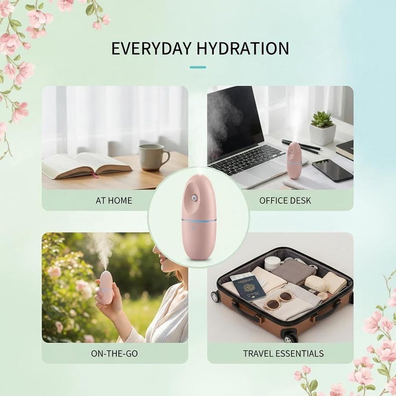 Cute Animal Mini Facial Mist Sprayer, USB Rechargeable, 35ml Capacity - Deep Hydration, Ultrasonic Vibration Technology, Travel and Daily Use,face Steamer,mini humidifier (Roseate) - Image 3