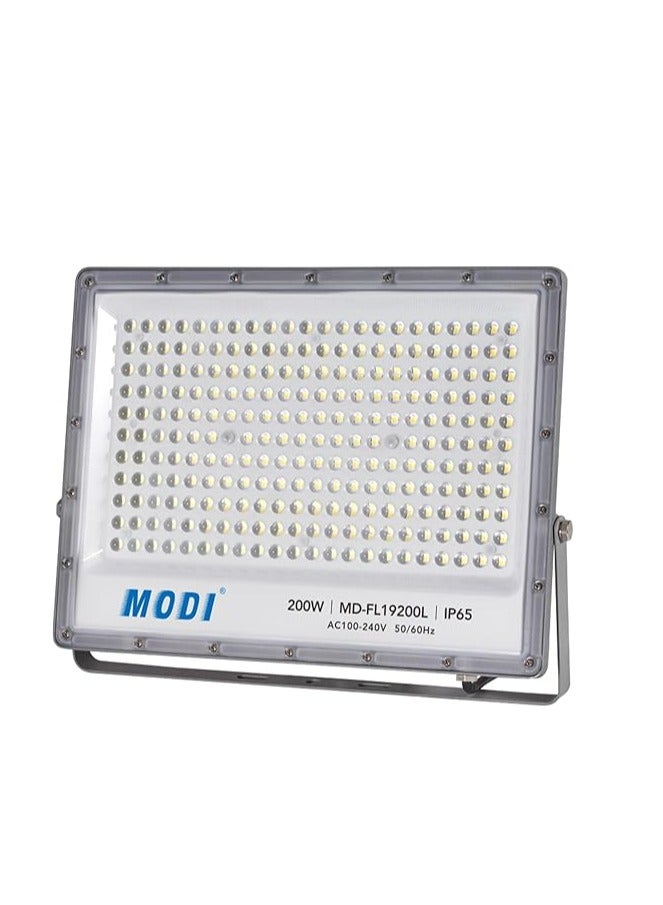 MODI ضوء الفيضانات LED SMD MODI 396x305x26mm IP65 - أبيض دافئ، 200W | 20000Lm ضوء LED خارجي مقاوم للماء | ضوء خارجي فائق السطوع للحديقة، الملعب، ملعب الأطفال، العشب - Image 1