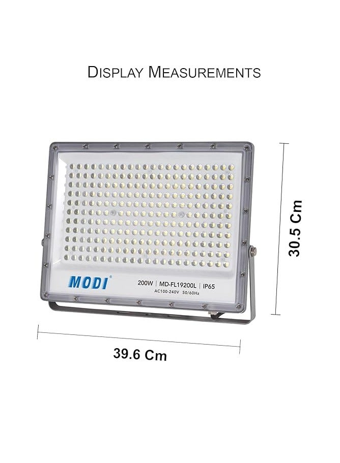MODI ضوء الفيضانات LED SMD MODI 396x305x26mm IP65 - أبيض دافئ، 200W | 20000Lm ضوء LED خارجي مقاوم للماء | ضوء خارجي فائق السطوع للحديقة، الملعب، ملعب الأطفال، العشب - Image 2