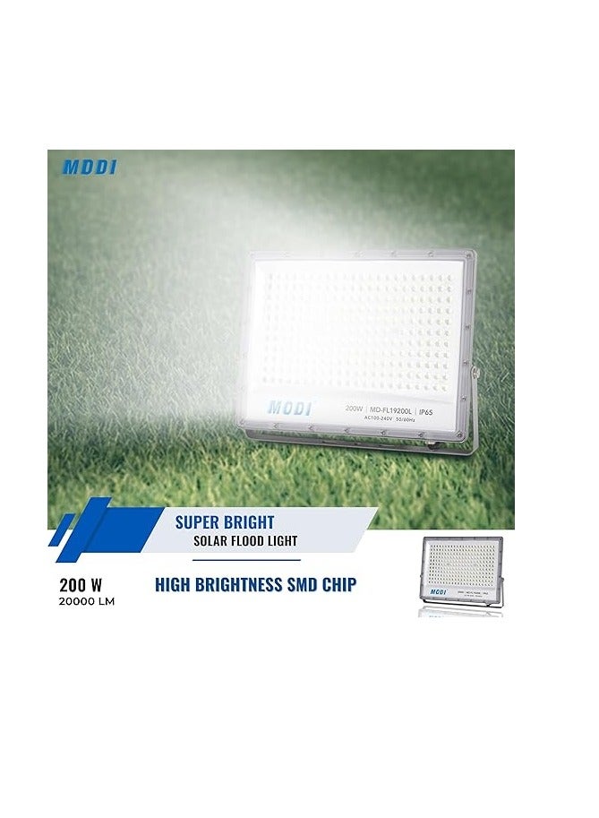 MODI ضوء الفيضانات LED SMD MODI 396x305x26mm IP65 - أبيض دافئ، 200W | 20000Lm ضوء LED خارجي مقاوم للماء | ضوء خارجي فائق السطوع للحديقة، الملعب، ملعب الأطفال، العشب - Image 4