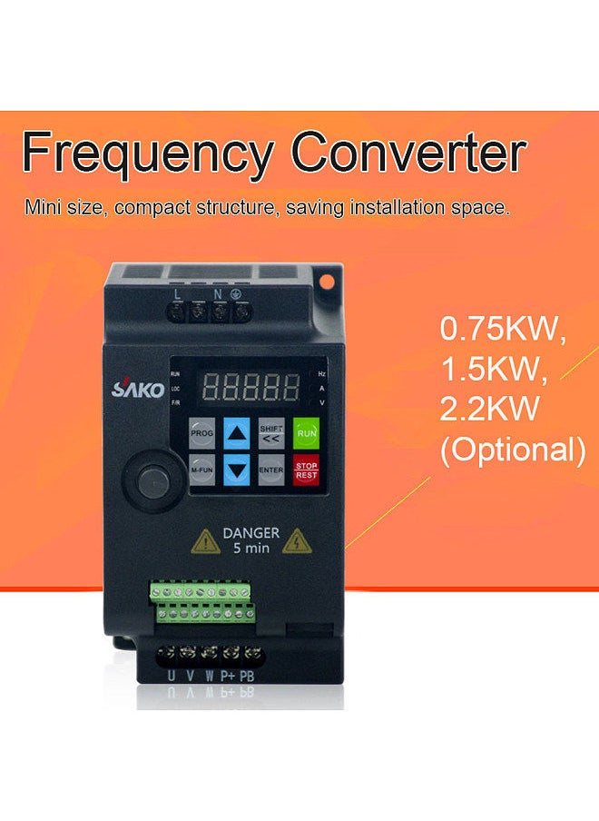 Generic - Single Phase AC220V Vector Inverter VFD Variable Frequency Converter for Stepless Motor Speed Control,2.2kw-220V - Image 1