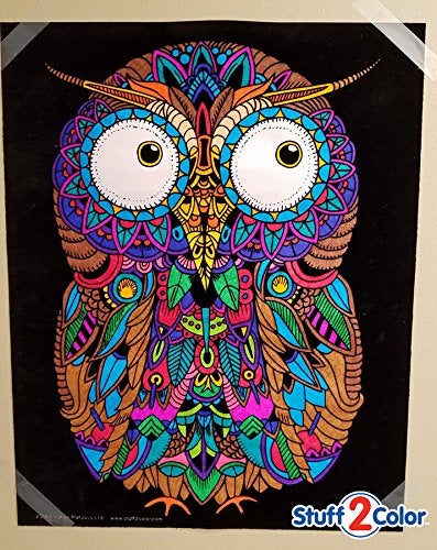 Stuff2Color Baby Owl - Fuzzy Coloring Poster for Kids, Toddlers, Kids, Teens and Adults [Beautiful Arts and Crafts Project for All Ages] Arrives Uncolored - Image 3