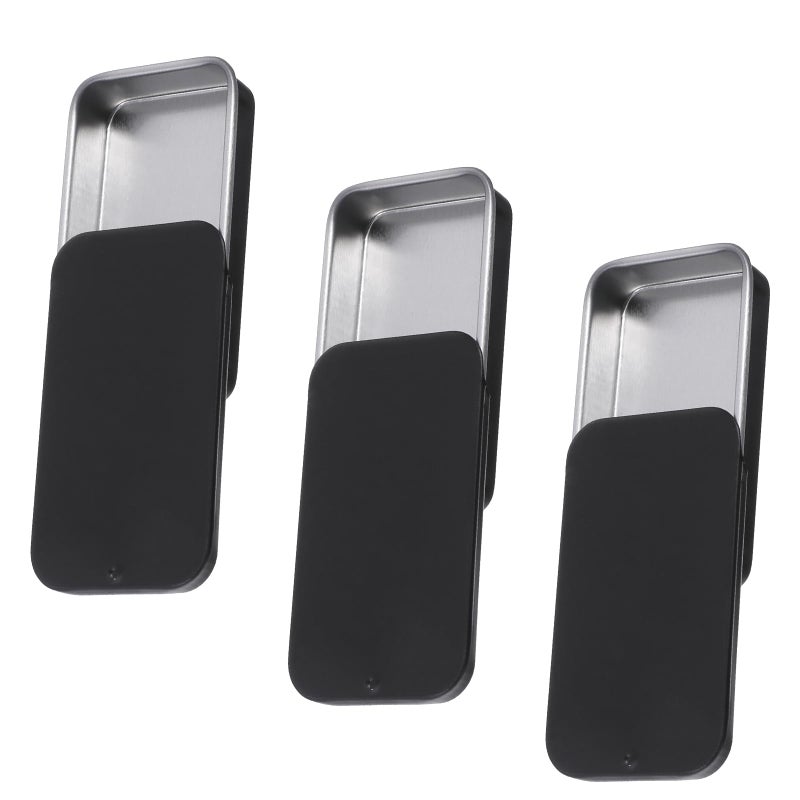 JIYIN Mini Metal Tin Containers 3 Slide Top Rectangular Hinged Tins for Jewelry Crafts Candy Gift Card Holder Small Metal Box Organizer Black - Image 3