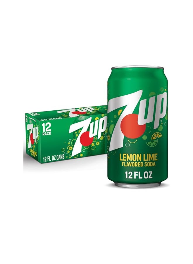 7up 7UP Lemon Lime Soda, 12 fl oz cans, 12 pack  - Image 1