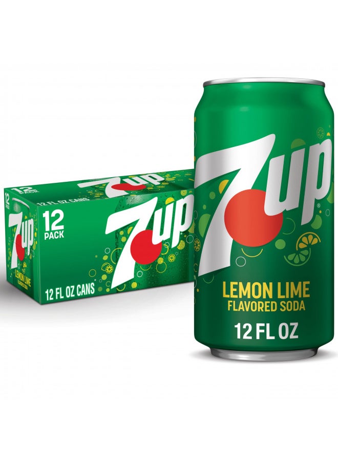 7up 7UP Lemon Lime Soda, 12 fl oz cans, 12 pack  - Image 2