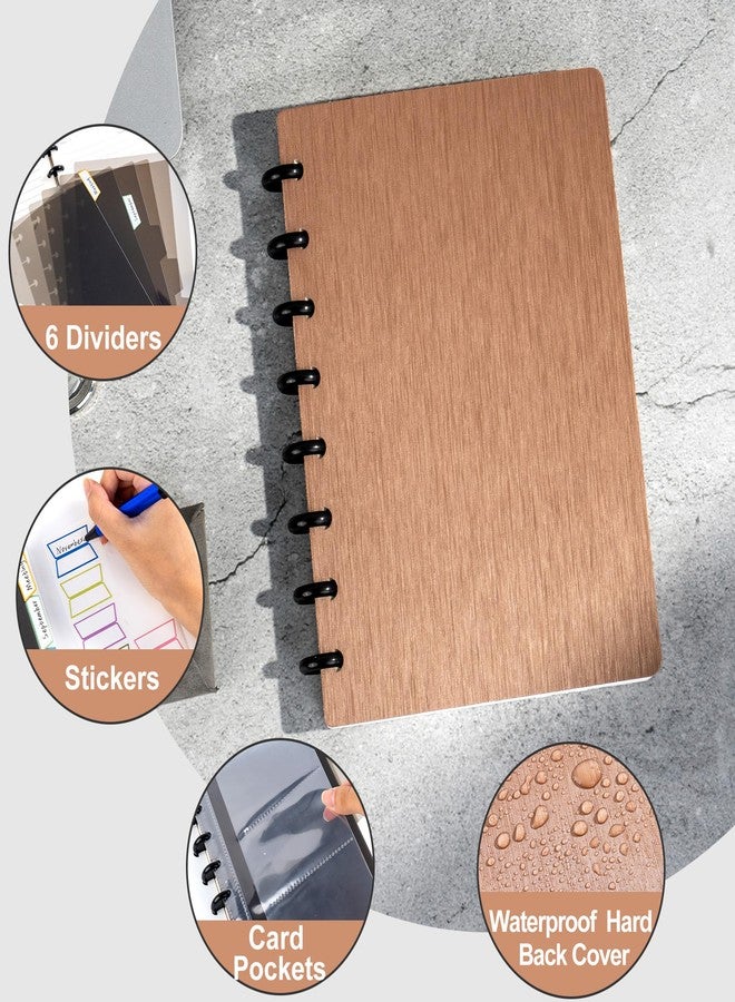Yoment Discbound Notebook Customizable Spiral Journal Refillable 5 Subject Notebook with Removable Pages 120 Wide Ruled Disc Planner with 6 Binder Dividers & 16 Tabs for Work Meeting School, Rose Gold - Image 3
