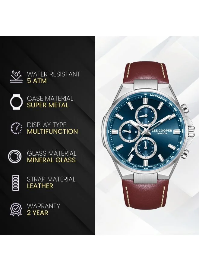 Lee Cooper  Men's Leather MULTIFUNCTION Watch LC08223.392 - 43 mm for Men | Best Price UAE