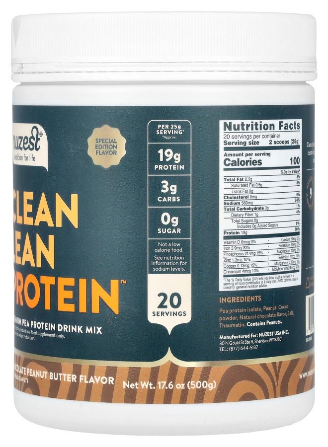 Nuzest Clean Lean Protein Chocolate Peanut Butter 17.6 oz (500 g) - Image 2