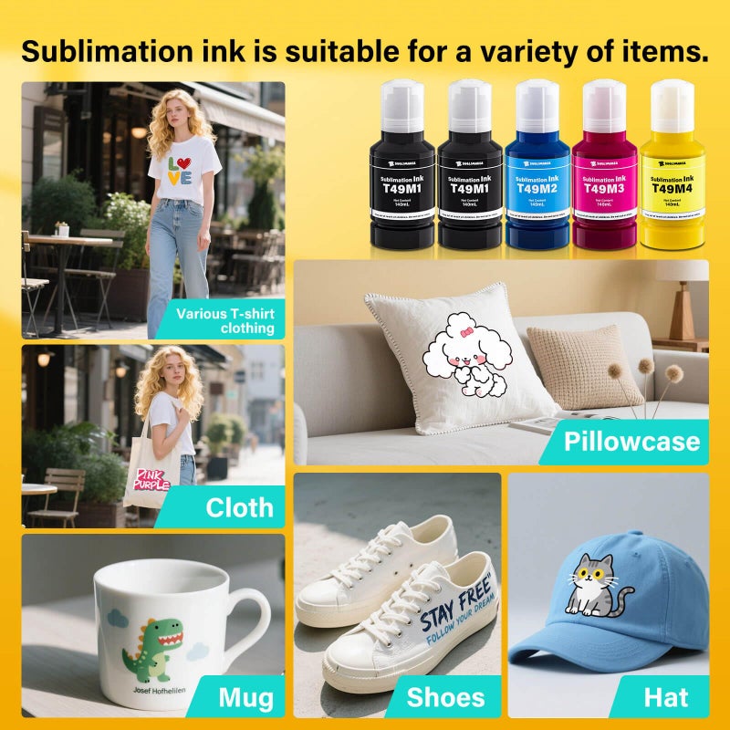 SUBLIMAKER 700ML T49M F170 F570 Sublimation Ink for Surecolor F170 F570 SC-170 SC-570 170 570 Sublimation Printer (T49M1 T49M2 T49M3 T49M4 Autofill/ICC-Free/Anti-UV/5-Pcaks) - Image 5