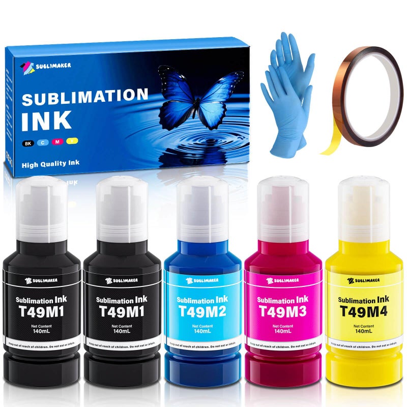 SUBLIMAKER 700ML T49M F170 F570 Sublimation Ink for Surecolor F170 F570 SC-170 SC-570 170 570 Sublimation Printer (T49M1 T49M2 T49M3 T49M4 Autofill/ICC-Free/Anti-UV/5-Pcaks) - Image 1