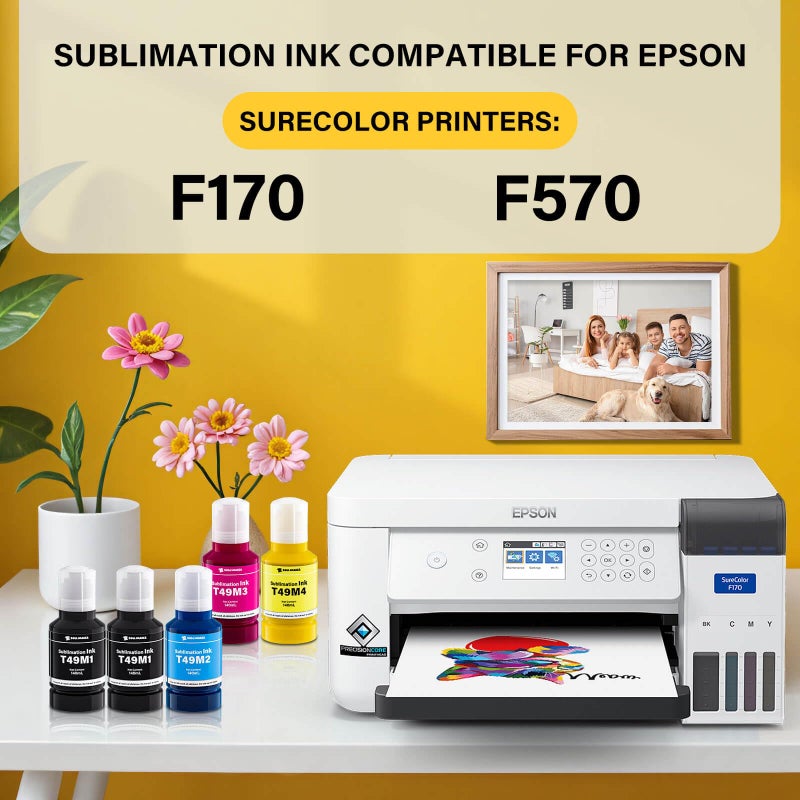 SUBLIMAKER 700ML T49M F170 F570 Sublimation Ink for Surecolor F170 F570 SC-170 SC-570 170 570 Sublimation Printer (T49M1 T49M2 T49M3 T49M4 Autofill/ICC-Free/Anti-UV/5-Pcaks) - Image 2