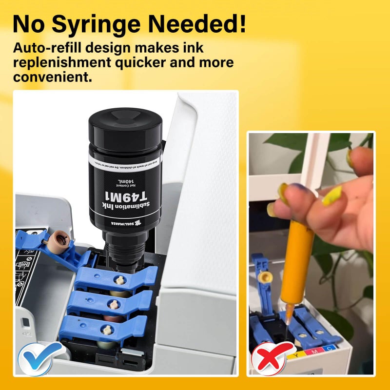 SUBLIMAKER 700ML T49M F170 F570 Sublimation Ink for Surecolor F170 F570 SC-170 SC-570 170 570 Sublimation Printer (T49M1 T49M2 T49M3 T49M4 Autofill/ICC-Free/Anti-UV/5-Pcaks) - Image 3