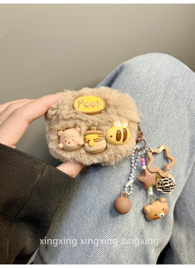 Generic - Ins Cute Plush Honeypot Bear Protective Case For Airpods Pro 2 Generation 3 Generation 4 Generation Bluetooth Wireless Ear-Color:Plush Honey Pot Bear -Applicable Models:Airpods 3rd Generation - Image 1