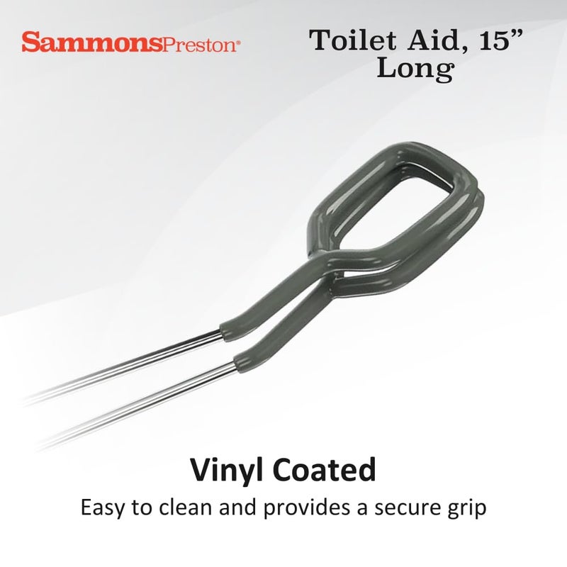 Sammons Preston Toilet Aid, 15" Long Toilet Paper Tongs, Bottom Wiper Aids for Independent Daily Living, Wiping Aid for Bathroom Comfort, Lightweight Self-Wipe Hygiene Assistance Tool - Image 4