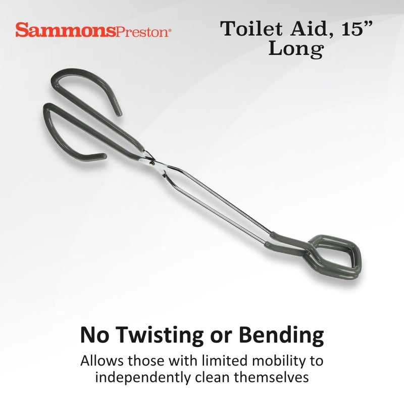 Sammons Preston Toilet Aid, 15" Long Toilet Paper Tongs, Bottom Wiper Aids for Independent Daily Living, Wiping Aid for Bathroom Comfort, Lightweight Self-Wipe Hygiene Assistance Tool - Image 3