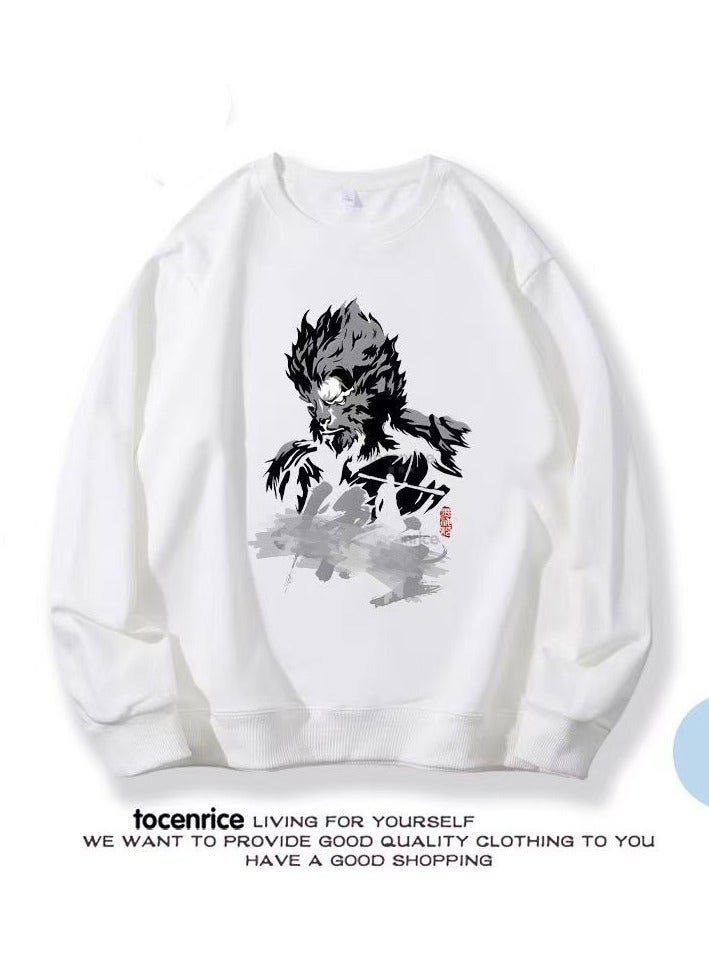 MQD Black Mythical Loose Round Neck Hoodie 