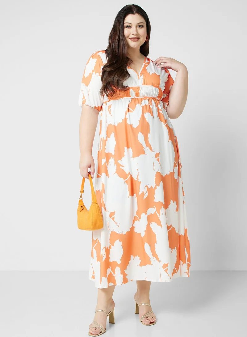 Ginger Plus Floral Print Midi Dress