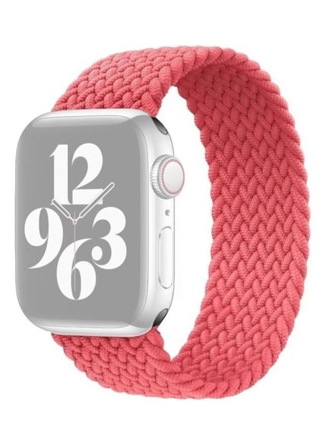 NIBEMINENT Single-turn Nylon Woven Watchband for Apple Watch Series 7/6/SE/5/4/3/2/1 38/40/41mm, Size:L Pink - Image 1