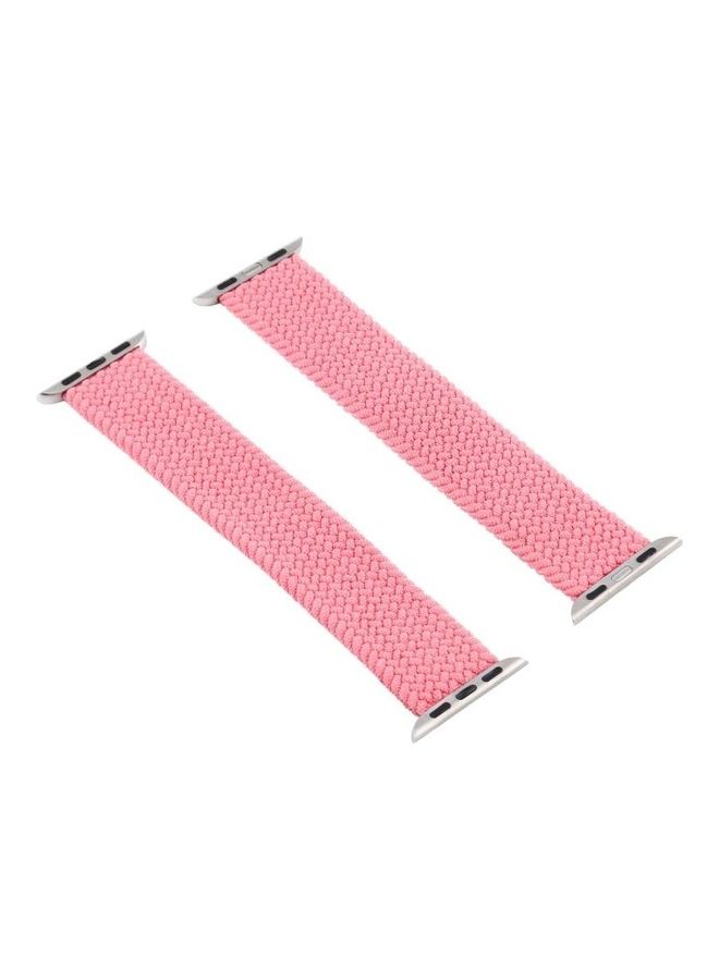 NIBEMINENT Single-turn Nylon Woven Watchband for Apple Watch Series 7/6/SE/5/4/3/2/1 38/40/41mm, Size:L Pink - Image 2