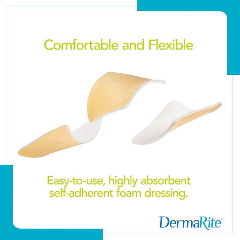 dermarite ComfortFoam Foam Wound Dressing 8 x 8 5 Pack Soft Silicone Adhesive Highly Absorbent SelfAdherent Flexible Cut to Fit - Image 3