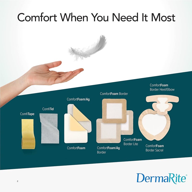 dermarite ComfortFoam Foam Wound Dressing 8 x 8 5 Pack Soft Silicone Adhesive Highly Absorbent SelfAdherent Flexible Cut to Fit - Image 5