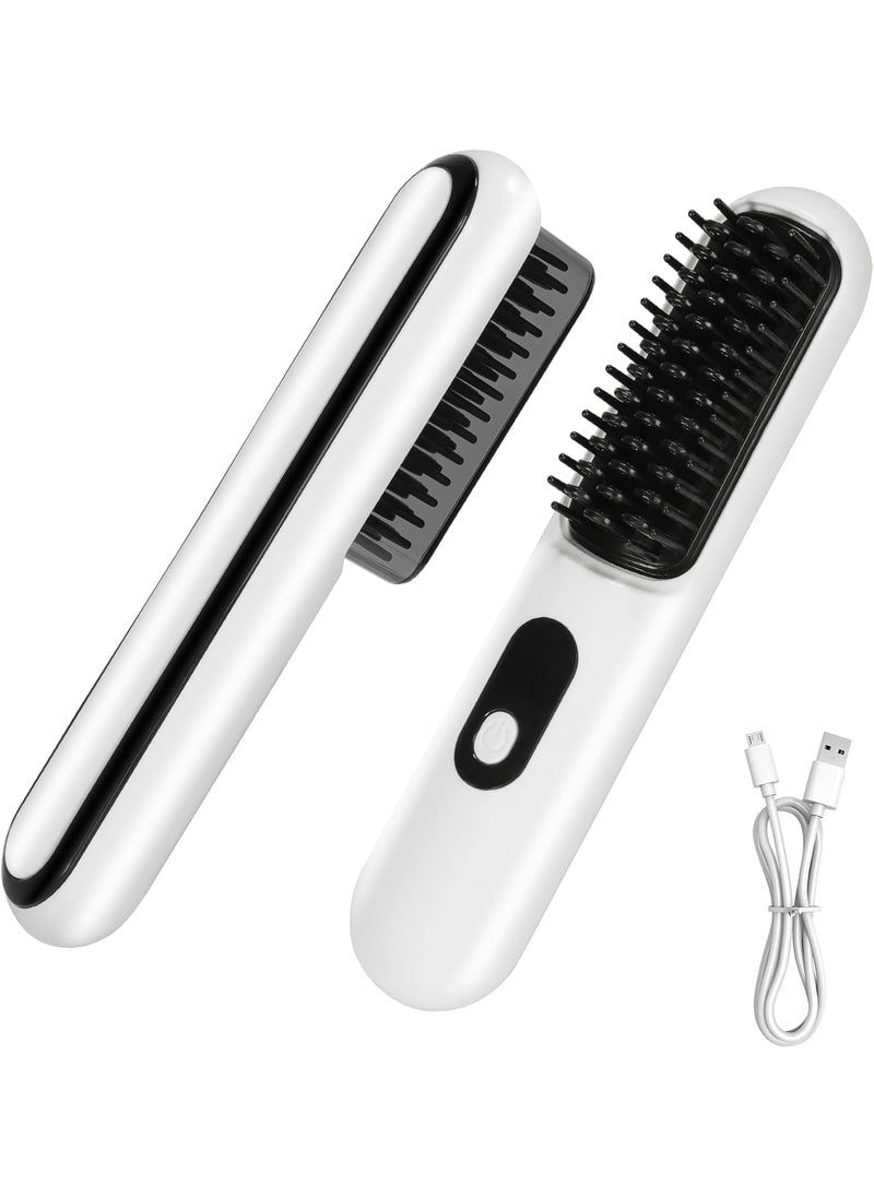 Jian Ya Na Cordless Hair Straightener Brush Mini Portable Straightening Brush for Travel USB Rechargeable Negative Ion Hot Comb Straightener for Lightweight Carry Handbag Storage Touch Up Busy Commute 