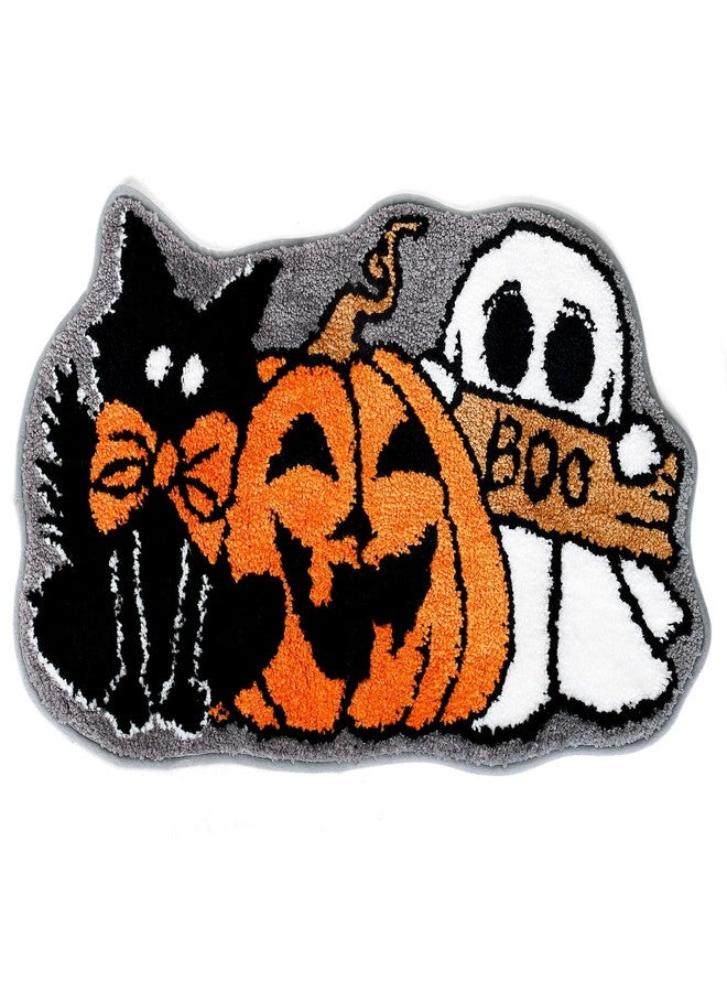 وولاين سجادة حمام من Whaline Halloween على شكل شبح قرع قطة سوداء سجادة حمام مبطنة غير قابلة للانزلاق سجاد حمام دش سجادة باب أمامية سجادة أرضية للمنزل والمطبخ وغرفة النوم والشرفة والمدخل - Image 1