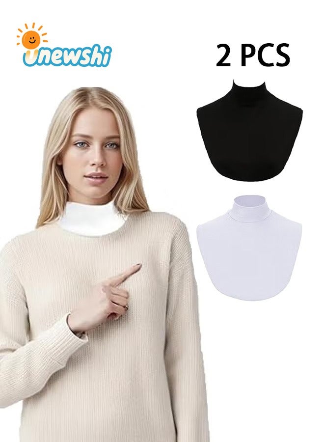 أخبار قطعتان من الياقات المزيفة القابلة للفصل، ياقة مدورة من القطن للنساء، ياقة مدورة شتوية ملفوفة للنساء والفتيات - Image 1