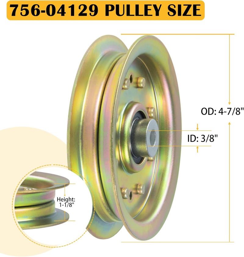 BOSFLAG 2 Pack 753-08171 Idler Pulley Replaces 756-04129, 756-04129B, 756-04129C, 956-04129, 956-04129B, 956-04129C, 753-08068, 753-08068A for Cub Cadet RZT50, RZT54, LTX1050, LTX1040 LT2000 Tractors - Image 3