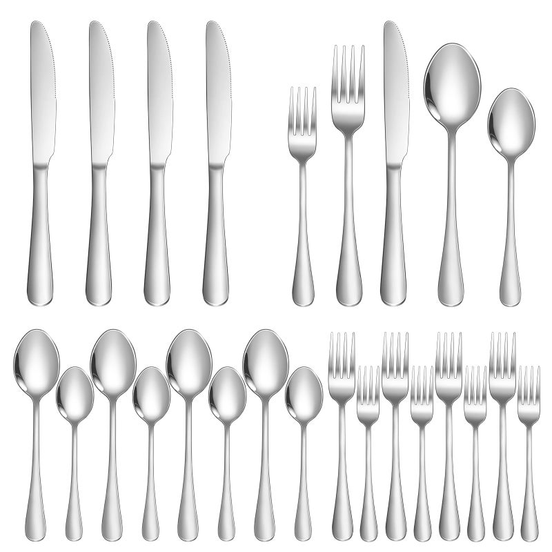 Lazycorner Silverware Set 20 Piece Stainless Steel Flatware Set Silverware Utensils for 4 People Includes Forks Knives Spoons & Salad Forks Dishwasher Safe Durable Tableware for Home Restaurant or Outdoor Use - Image 1