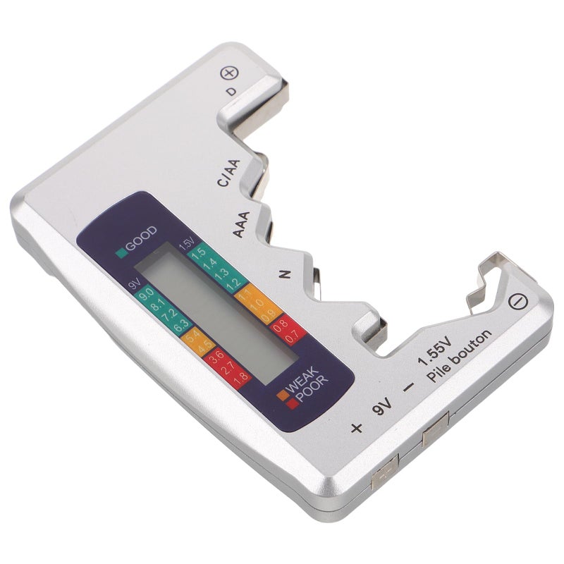 Digital Battery Tester With LCD Display For AA AAA Button Cell Voltage Checker Home Workshop Gray - Image 2
