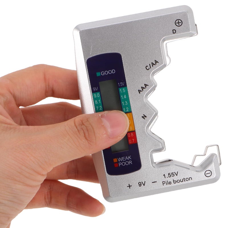Digital Battery Tester With LCD Display For AA AAA Button Cell Voltage Checker Home Workshop Gray - Image 5