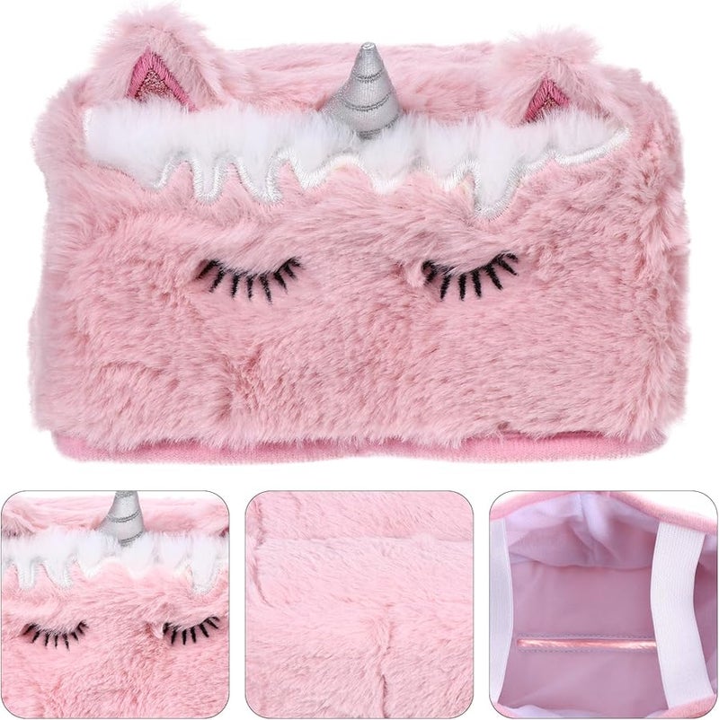 غطاء علبة المناديل وردي غامق مخملي على شكل يونيكورن للسيارة غرفة النوم غرفة المعيشة الحفلات - Image 4