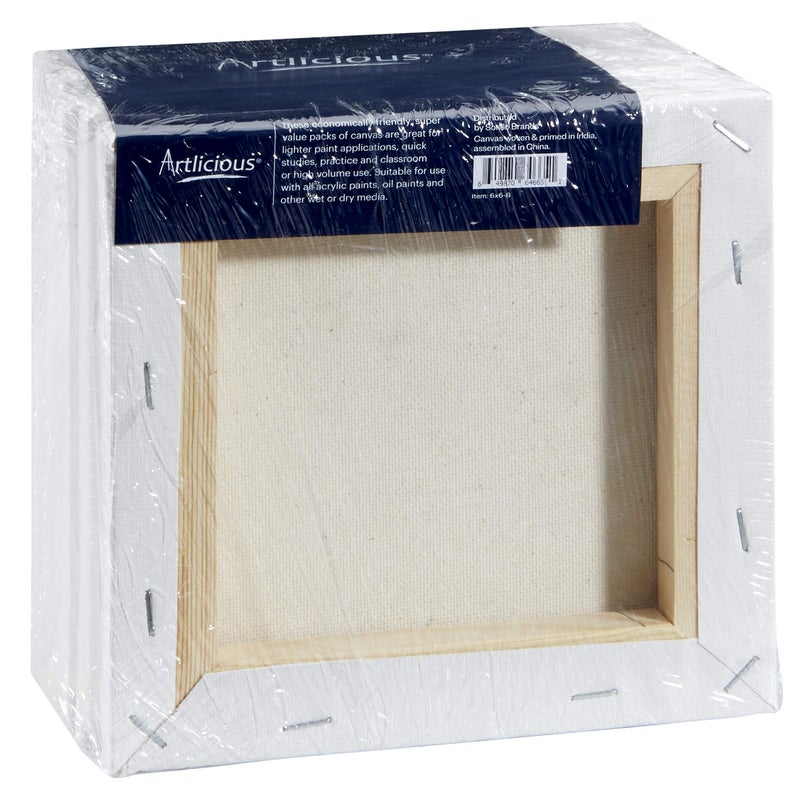Artlicious - Super Value 8 Pack - 6x6 Pre-Stretched Cotton Canvas Panel Boards - Use with All Acrylics, Oils and Other Painting Media - Image 2