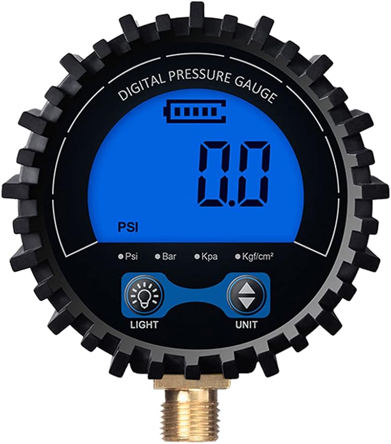 مقياس ضغط الهواء الرقمي 0-200 رطل لكل بوصة مربعة مع ضوء LED يعمل بالبطارية، مقياس إطارات احترافي. - Image 2
