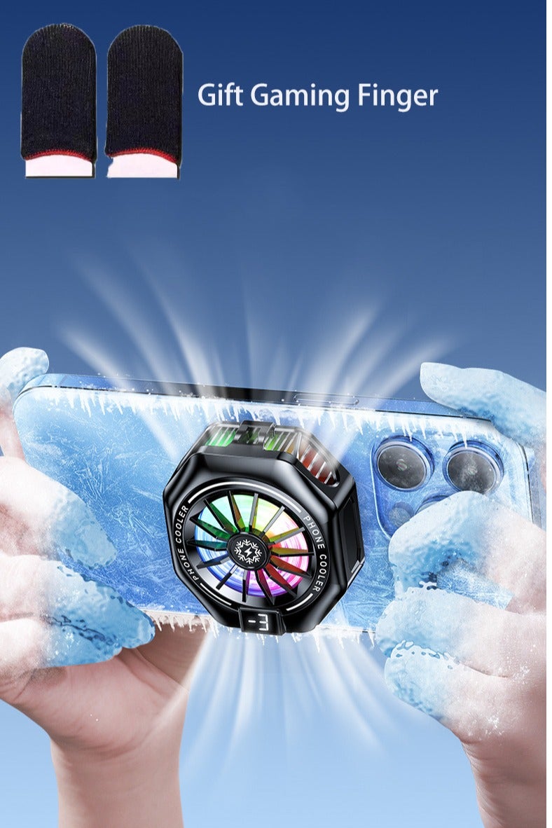 مروحة تبريد أشباه الموصلات 2 في 1 مغناطيسية/مشبك خلفي للهواتف المحمولة مزودة بثلاث سرعات قابلة للتعديل مع شاشة رقمية ومروحة تبريد محمولة للهواتف التي تعمل بنظام Android وiPhone - Image 1