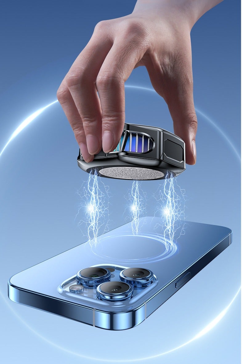 مروحة تبريد أشباه الموصلات 2 في 1 مغناطيسية/مشبك خلفي للهواتف المحمولة مزودة بثلاث سرعات قابلة للتعديل مع شاشة رقمية ومروحة تبريد محمولة للهواتف التي تعمل بنظام Android وiPhone - Image 3